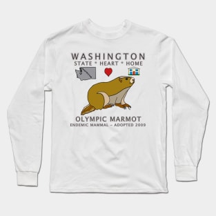 Washington - Olympic Marmot - State, Heart, Home - state symbols Long Sleeve T-Shirt